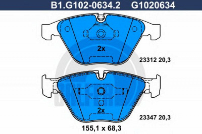 GALFER b1g10206342 -  Комплект тормозных колодок, дисковый тормоз