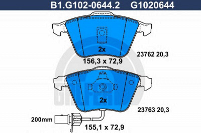 GALFER b1g10206442 -  Комплект тормозных колодок, дисковый тормоз