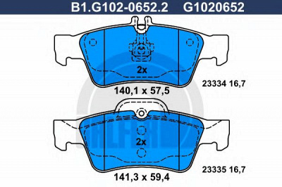 GALFER b1g10206522 -  Комплект тормозных колодок, дисковый тормоз