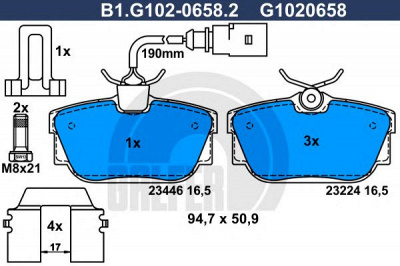 GALFER b1g10206582 -  Комплект тормозных колодок, дисковый тормоз