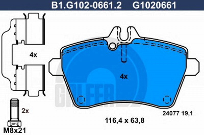 GALFER b1g10206612 -  Комплект тормозных колодок, дисковый тормоз