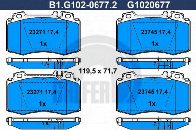 GALFER b1g10206772 -  Комплект тормозных колодок, дисковый тормоз