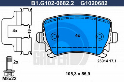 GALFER b1g10206822 -  Комплект тормозных колодок, дисковый тормоз