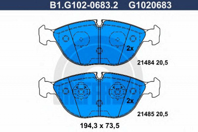 GALFER b1g10206832 -  Комплект тормозных колодок, дисковый тормоз