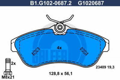 GALFER b1g10206872 -  Комплект тормозных колодок, дисковый тормоз