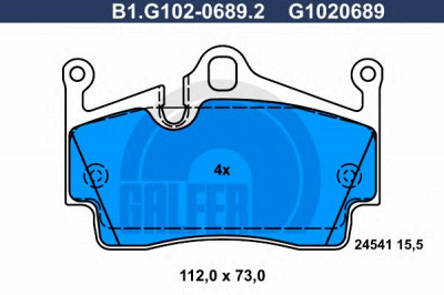 GALFER b1g10206892 -  Комплект тормозных колодок, дисковый тормоз