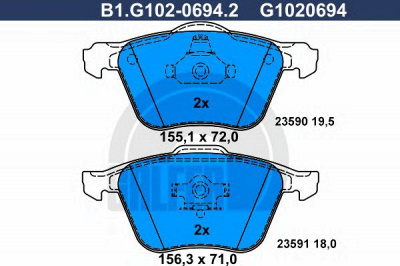 GALFER b1g10206942 -  Комплект тормозных колодок, дисковый тормоз