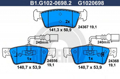 GALFER b1g10206982 -  Комплект тормозных колодок, дисковый тормоз