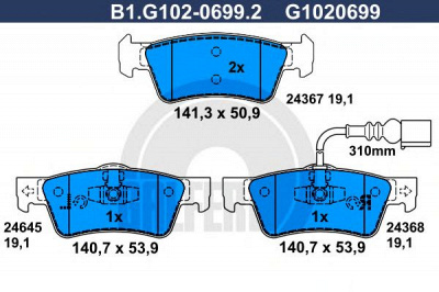 GALFER b1g10206992 -  Комплект тормозных колодок, дисковый тормоз