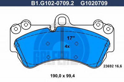 GALFER b1g10207092 -  Комплект тормозных колодок, дисковый тормоз