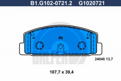 GALFER b1g10207212 -  Комплект тормозных колодок, дисковый тормоз