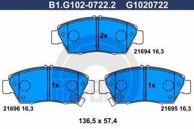 GALFER b1g10207222 -  Комплект тормозных колодок, дисковый тормоз