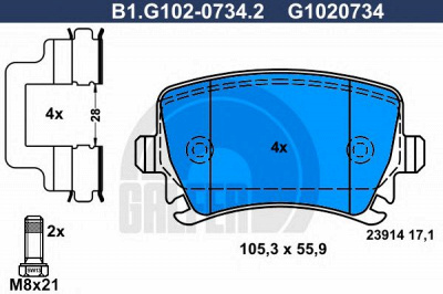 GALFER b1g10207342 -  Комплект тормозных колодок, дисковый тормоз