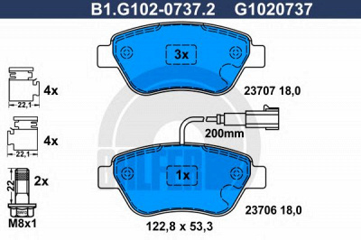 GALFER b1g10207372 -  Комплект тормозных колодок, дисковый тормоз