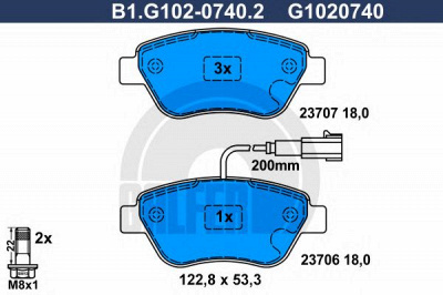 GALFER b1g10207402 -  Комплект тормозных колодок, дисковый тормоз