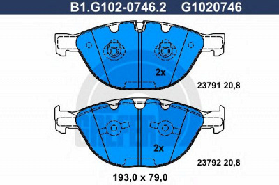 GALFER b1g10207462 -  Комплект тормозных колодок, дисковый тормоз