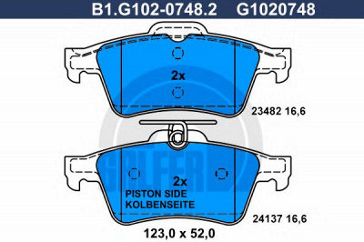 GALFER b1g10207482 -  Комплект тормозных колодок, дисковый тормоз