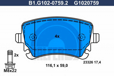 GALFER b1g10207592 -  Комплект тормозных колодок, дисковый тормоз