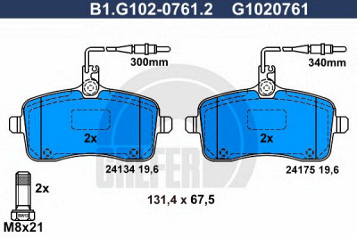 GALFER b1g10207612 -  Комплект тормозных колодок, дисковый тормоз