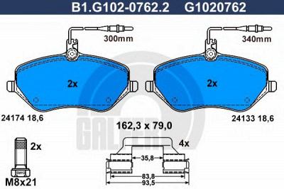 GALFER b1g10207622 -  Комплект тормозных колодок, дисковый тормоз
