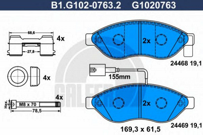 GALFER b1g10207632 -  Комплект тормозных колодок, дисковый тормоз