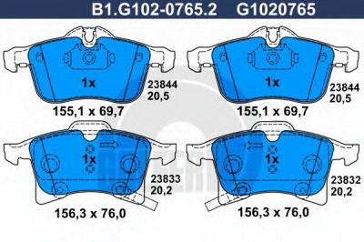 GALFER b1g10207652 -  Комплект тормозных колодок, дисковый тормоз