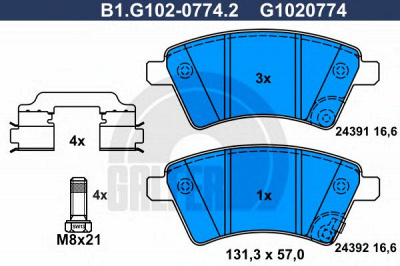 GALFER b1g10207742 -  Комплект тормозных колодок, дисковый тормоз