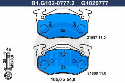 GALFER b1g10207772 -  Комплект тормозных колодок, дисковый тормоз