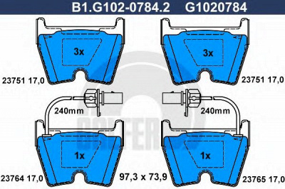 GALFER b1g10207842 -  Комплект тормозных колодок, дисковый тормоз