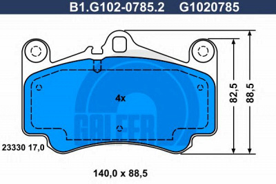 GALFER b1g10207852 -  Комплект тормозных колодок, дисковый тормоз