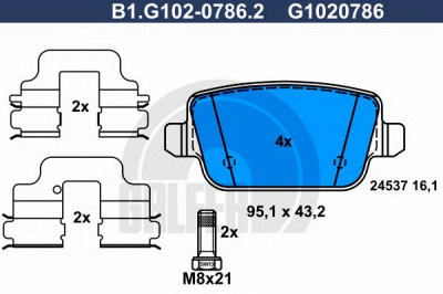 GALFER b1g10207862 -  Комплект тормозных колодок, дисковый тормоз