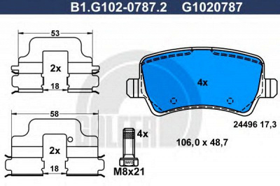 GALFER b1g10207872 -  Комплект тормозных колодок, дисковый тормоз