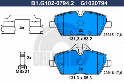 GALFER b1g10207942 -  Комплект тормозных колодок, дисковый тормоз