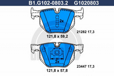 GALFER b1g10208032 -  Комплект тормозных колодок, дисковый тормоз