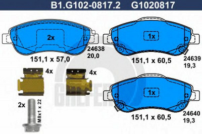 GALFER b1g10208172 -  Комплект тормозных колодок, дисковый тормоз