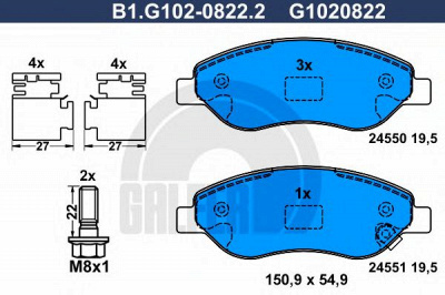 GALFER b1g10208222 -  Комплект тормозных колодок, дисковый тормоз