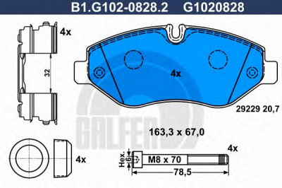 GALFER b1g10208282 -  Комплект тормозных колодок, дисковый тормоз