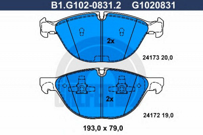 GALFER b1g10208312 -  Комплект тормозных колодок, дисковый тормоз