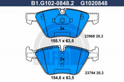 GALFER b1g10208482 -  Комплект тормозных колодок, дисковый тормоз