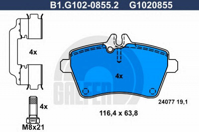 GALFER b1g10208552 -  Комплект тормозных колодок, дисковый тормоз