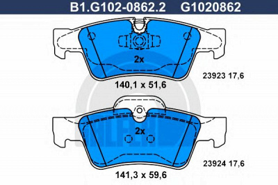 GALFER b1g10208622 -  Комплект тормозных колодок, дисковый тормоз