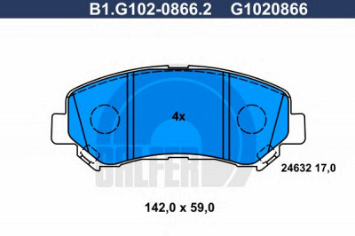 GALFER b1g10208662 -  Комплект тормозных колодок, дисковый тормоз