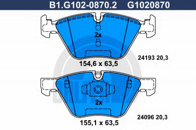 GALFER b1g10208702 -  Комплект тормозных колодок, дисковый тормоз