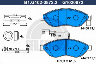 GALFER b1g10208722 -  Комплект тормозных колодок, дисковый тормоз