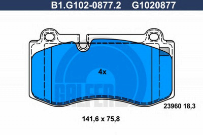 GALFER b1g10208772 -  Комплект тормозных колодок, дисковый тормоз