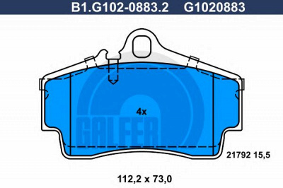 GALFER b1g10208832 -  Комплект тормозных колодок, дисковый тормоз