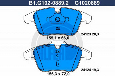 GALFER b1g10208892 -  Комплект тормозных колодок, дисковый тормоз