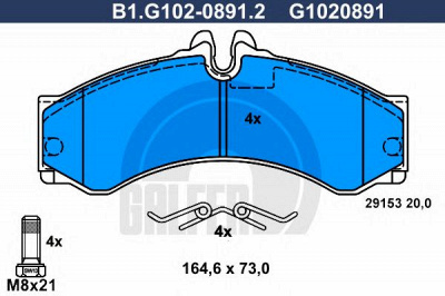 GALFER b1g10208912 -  Комплект тормозных колодок, дисковый тормоз