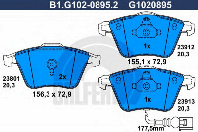 GALFER b1g10208952 -  Комплект тормозных колодок, дисковый тормоз