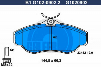 GALFER b1g10209022 -  Комплект тормозных колодок, дисковый тормоз
